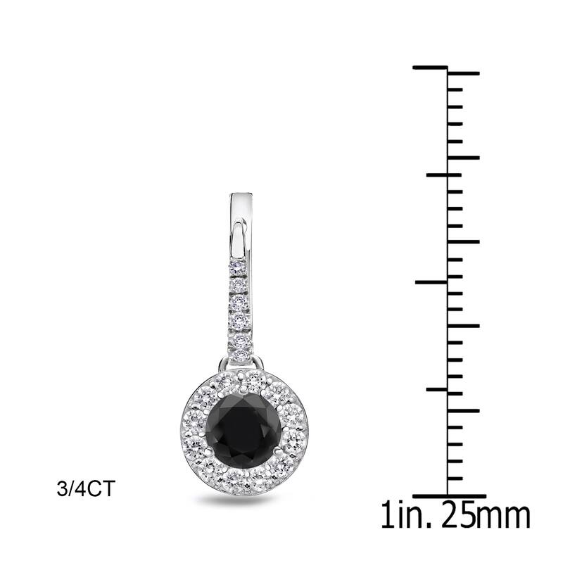 Auriya 1/2ct to 3ct Round Black Diamond Halo Dangle Earrings 14k White Gold (H-I, SI1-SI2)
