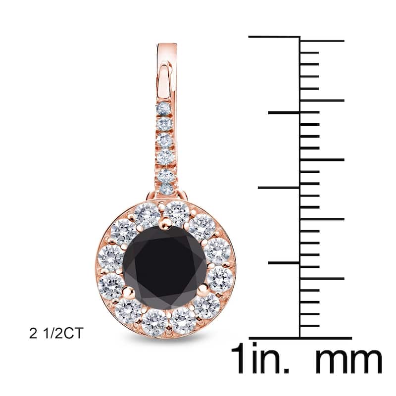 Auriya 1/2ct to 3ct Halo Black Diamond Dangle Earrings 14k Rose Gold