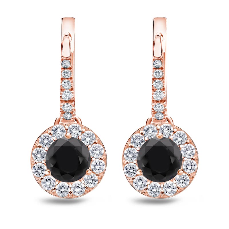 Auriya 1/2ct to 3ct Halo Black Diamond Dangle Earrings 14k Rose Gold