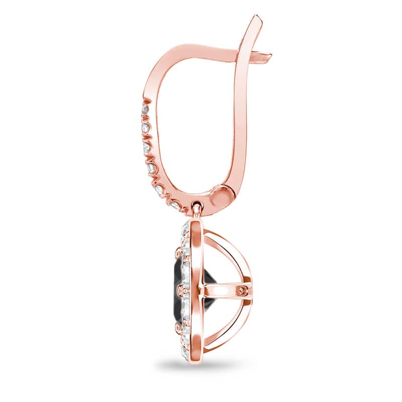 Auriya 1/2ct to 3ct Halo Black Diamond Dangle Earrings 14k Rose Gold
