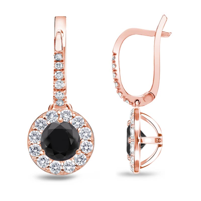 Auriya 1/2ct to 3ct Halo Black Diamond Dangle Earrings 14k Rose Gold - 0.50ctw