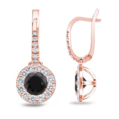 Auriya 1/2ct to 3ct Halo Black Diamond Dangle Earrings 14k Rose Gold