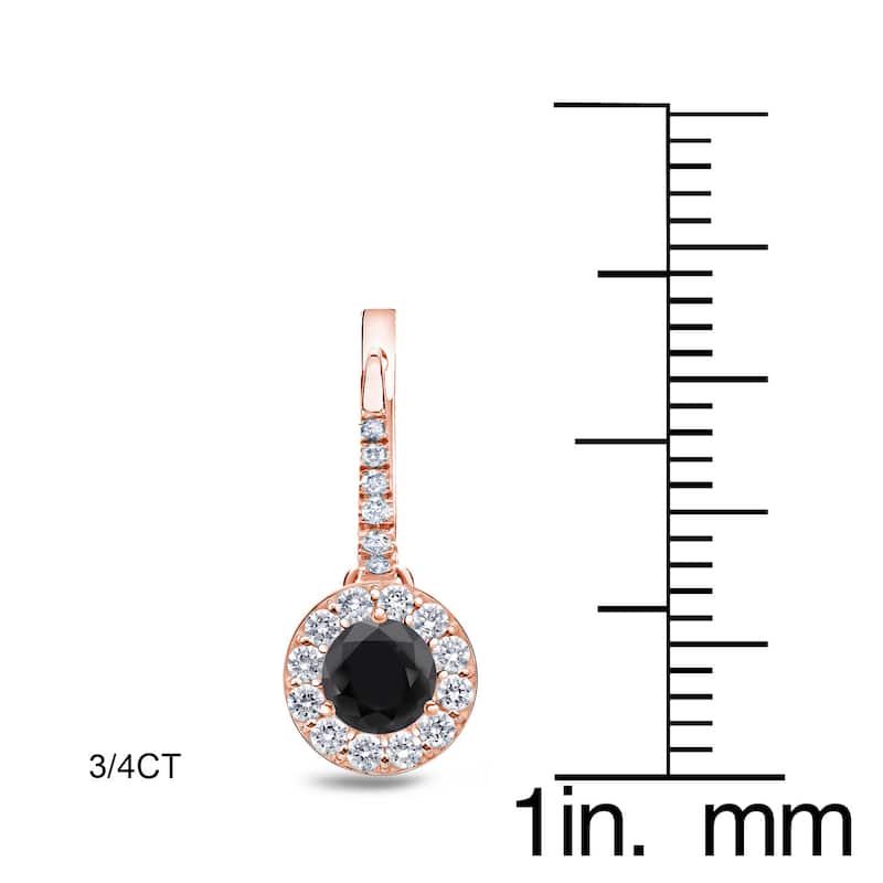 Auriya 1/2ct to 3ct Halo Black Diamond Dangle Earrings 14k Rose Gold