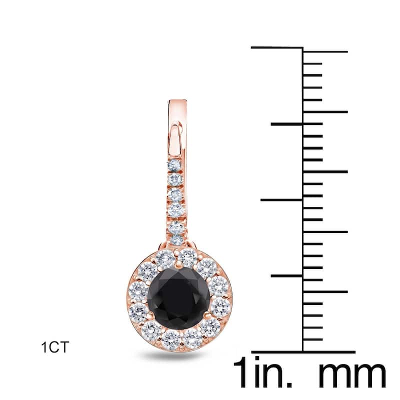 Auriya 1/2ct to 3ct Halo Black Diamond Dangle Earrings 14k Rose Gold