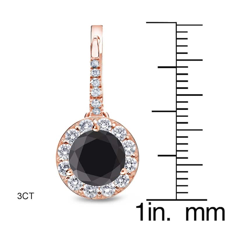 Auriya 1/2ct to 3ct Halo Black Diamond Dangle Earrings 14k Rose Gold