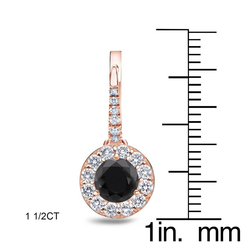 Auriya 1/2ct to 3ct Halo Black Diamond Dangle Earrings 14k Rose Gold