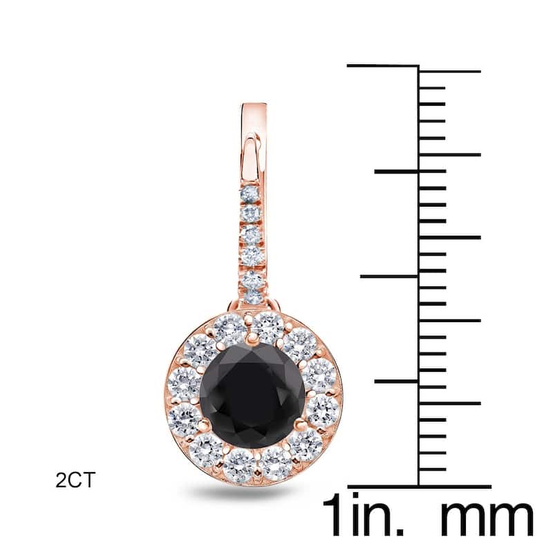 Auriya 1/2ct to 3ct Halo Black Diamond Dangle Earrings 14k Rose Gold