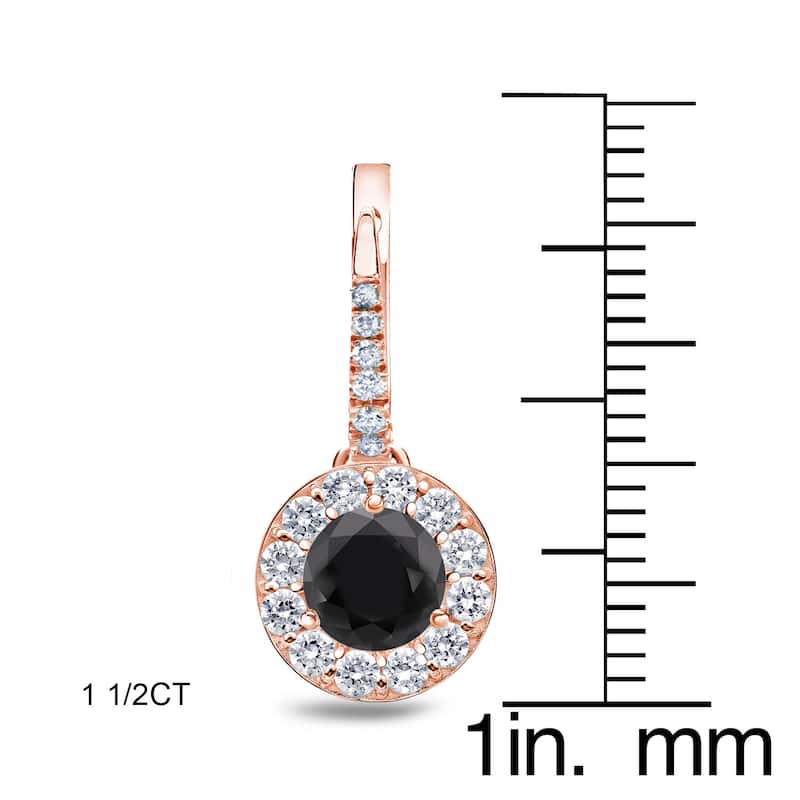 Auriya 1/2ct to 3ct Halo Black Diamond Dangle Earrings 14k Rose Gold