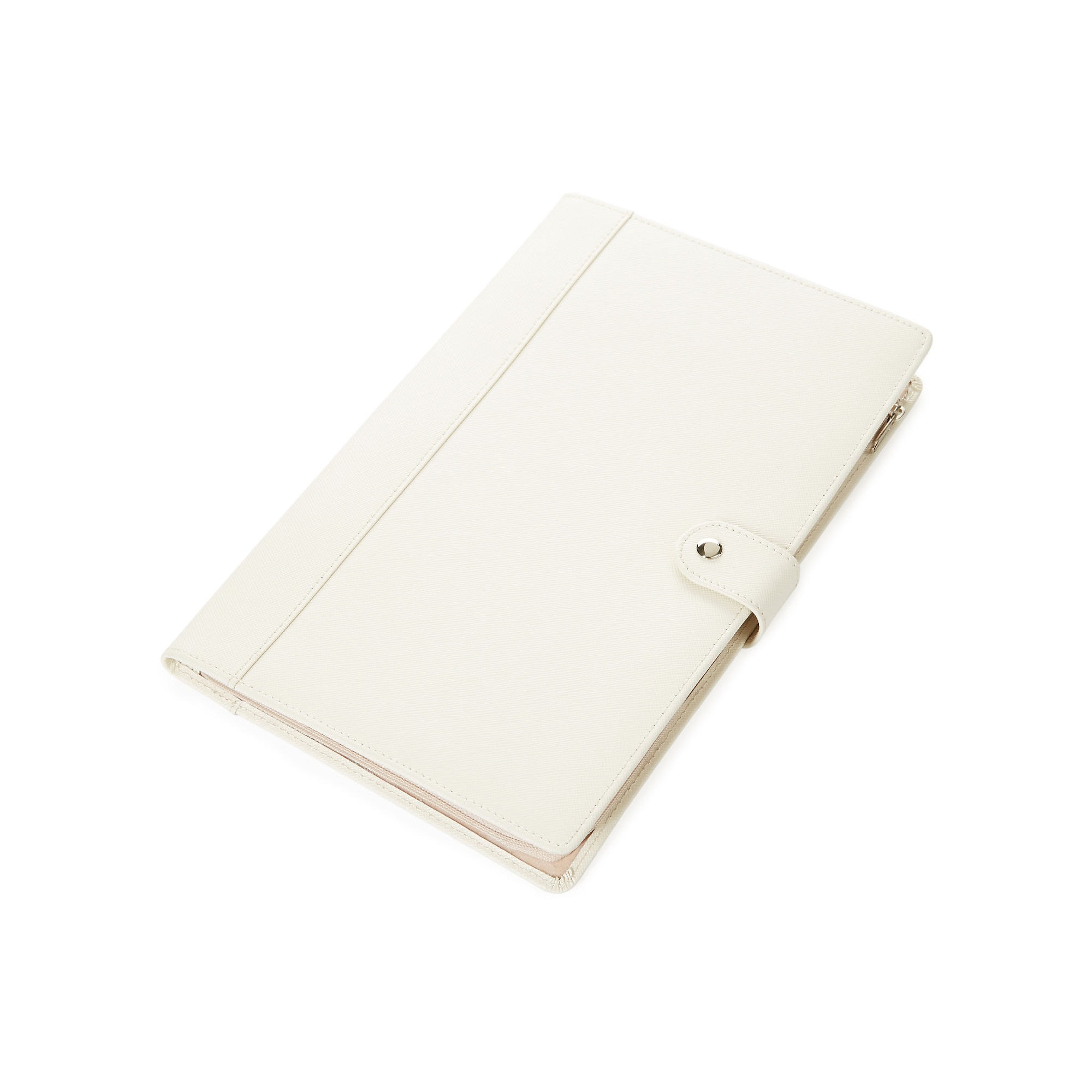 Morelle Naomi Saffiano Cream Leather Jewelry Notebook (CreamMaterials Saffiano genuine leatherFinish CrisscrossDimensions 11 inches x 8 inches x 1 inch )