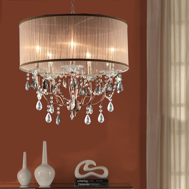 Blais 5 light Copper Sheer Shade Crystal Pendant Chandelier