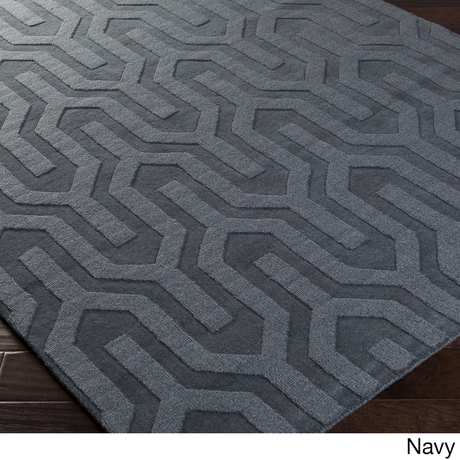 Hand loomed Nord Solid Tone Geometric Wool Area Rug (33 X 53)