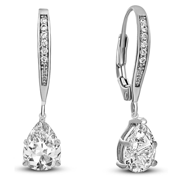 Collette Z Sterling Silver Cubic Zirconia Pear-shape Dangling Earrings