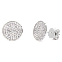 Decadence Sterling Silver Micropave Stud Cubic Zirconia Disc Sterling Silver Cubic Zirconia Pave Earrings