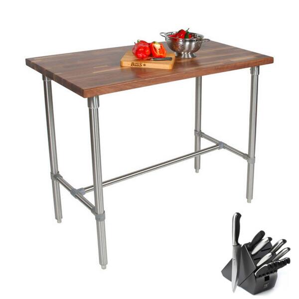 John Boos WALCUCKNB43040 Cherry Cucina Americana Classico 48 x 30 x 40 Table and Henckels 13