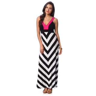 Shop Chelsea & Theodore Women's Colorblocked Chevron Print Maxi Dress ...