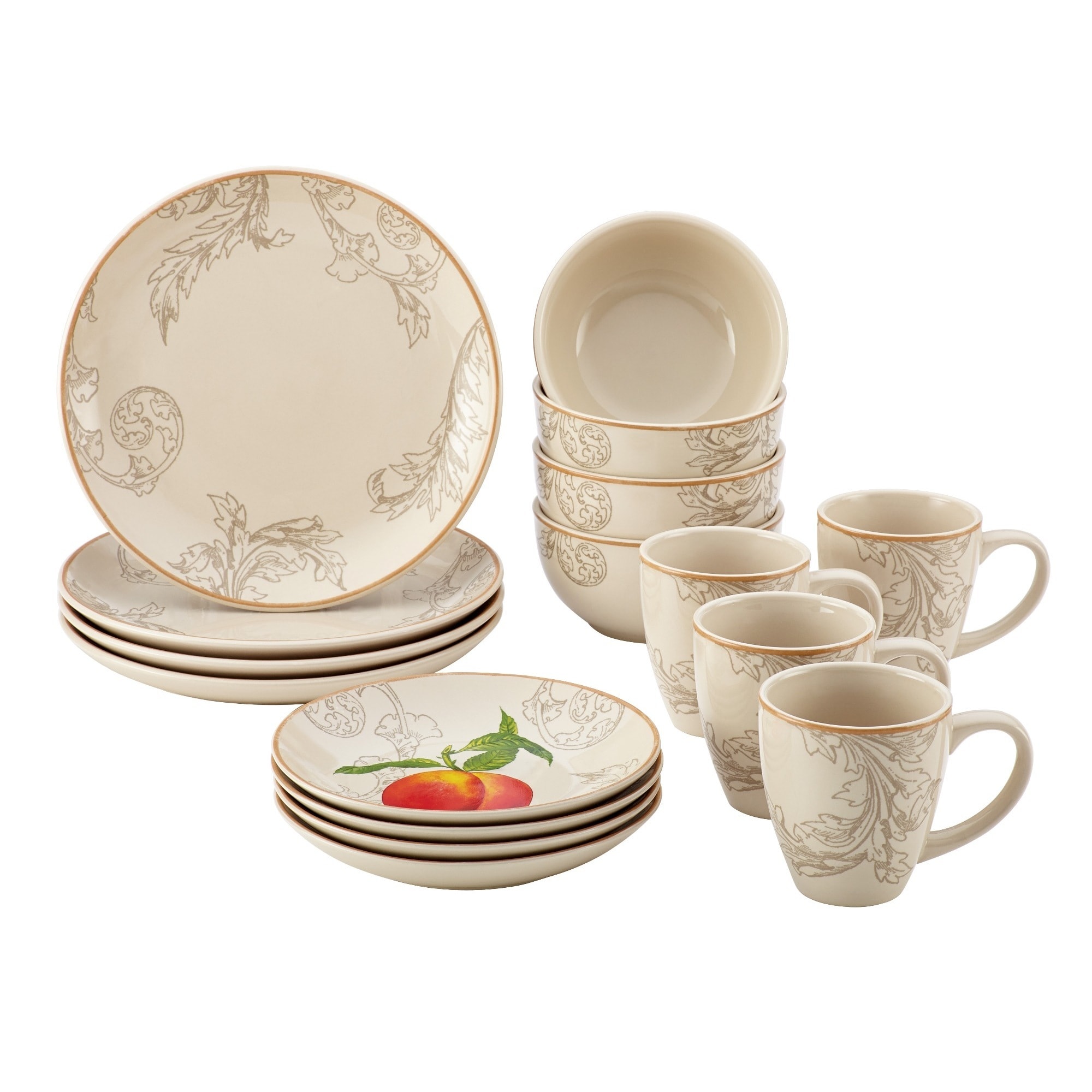 Bonjour Orchard Harvest 16 piece Stoneware Dinnerware Set