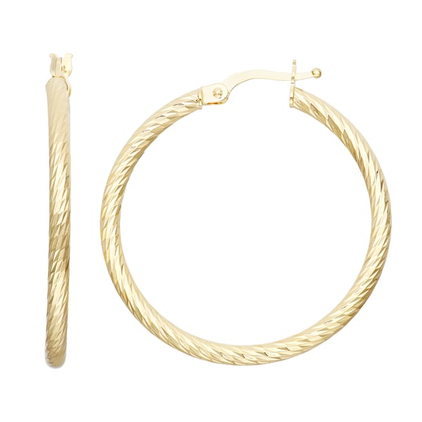 Shop Gioelli 14k Yellow Gold Diamond-cut Hoop Earrings - On Sale - Free ...