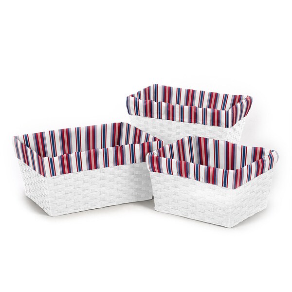 Sweet Jojo Designs Nautical Nights Stripe Print Basket Liners (Set of