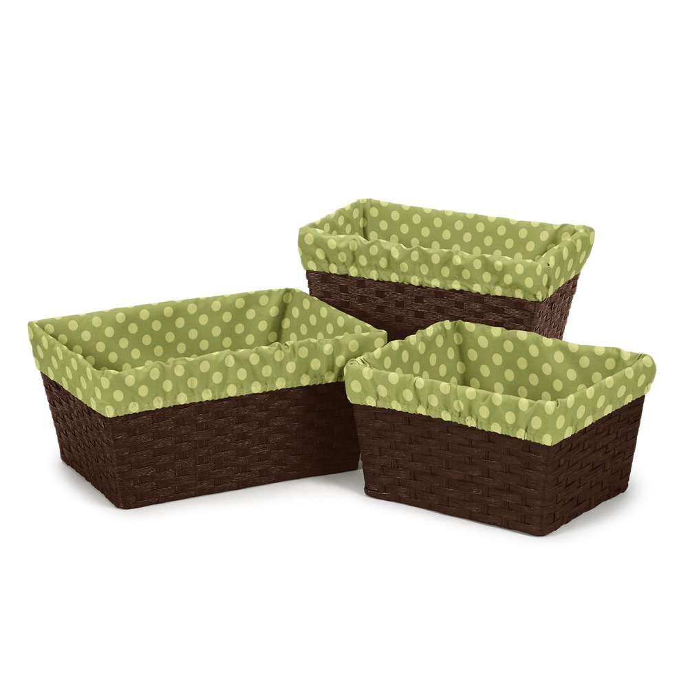 Sweet Jojo Designs Forest Friends Polka Dot Basket Liners (set Of 3) (Tonal greenFits baskets from 6 inches x 8 inches to 12 inches x 16 inchesIncludes Three (3) linersBaskets not includedGender UnisexMaterials 100 percent cottonDimensions 26.5 inches