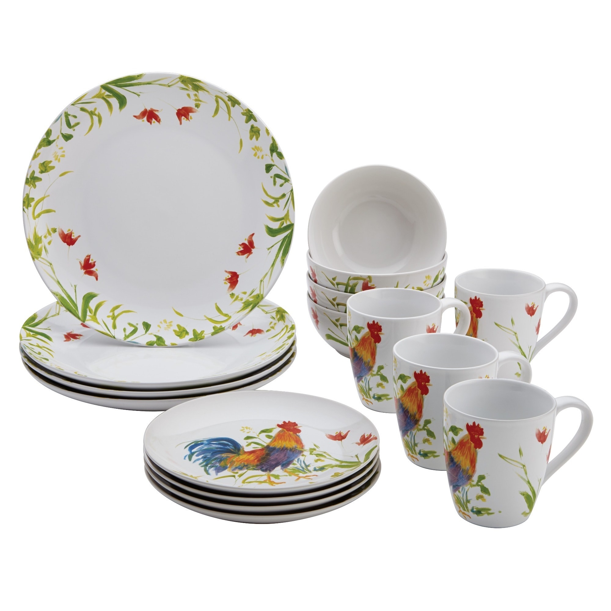 Bonjour Dinnerware Meadow Rooster 16 piece Stoneware Set