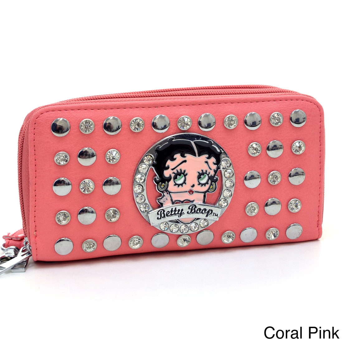 Betty Boop Rhinestone Studded Zip around Wallet