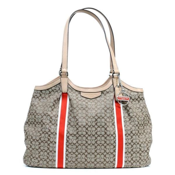 Coach 6CM Devin Signature Stripe Jacquard Print Shoulder Bag