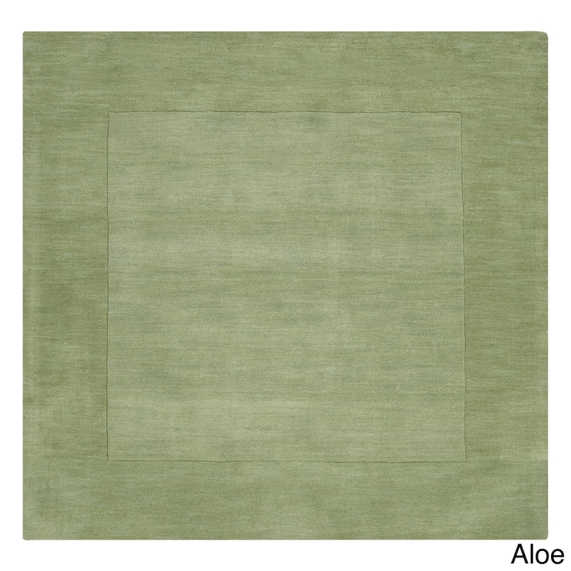 Hand Loomed Odessa Solid Bordered Tone-On-Tone Wool Area Rug