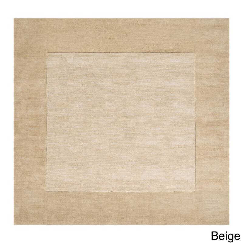 Hand Loomed Odessa Solid Bordered Tone-On-Tone Wool Area Rug