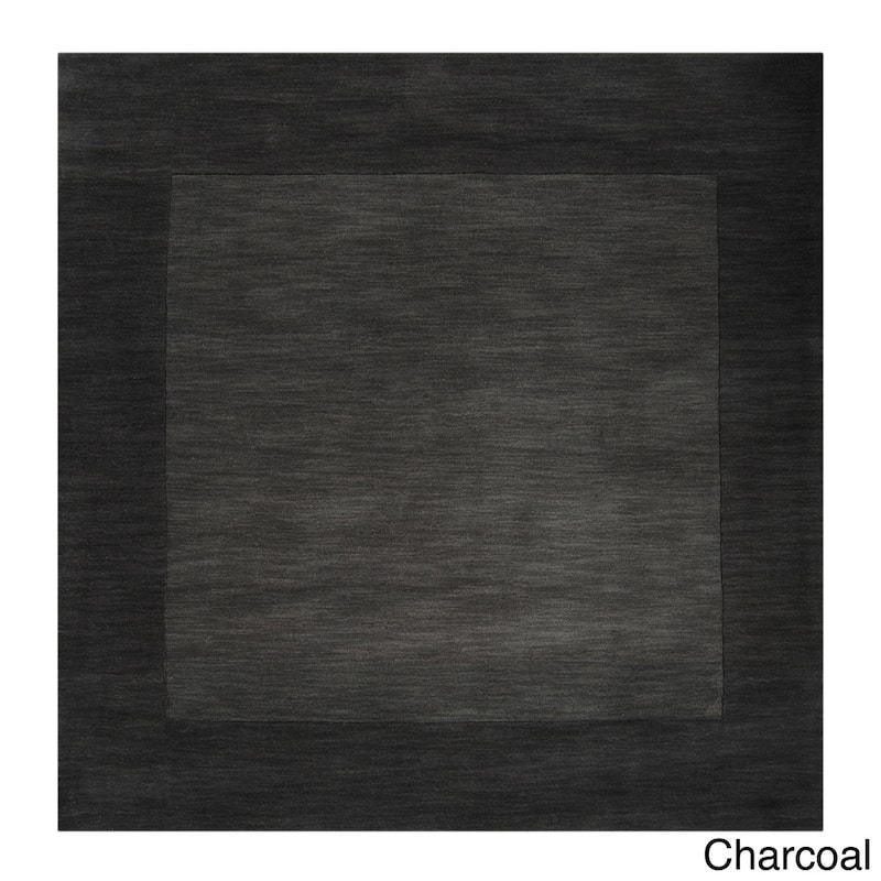 Hand Loomed Odessa Solid Bordered Tone-On-Tone Wool Area Rug