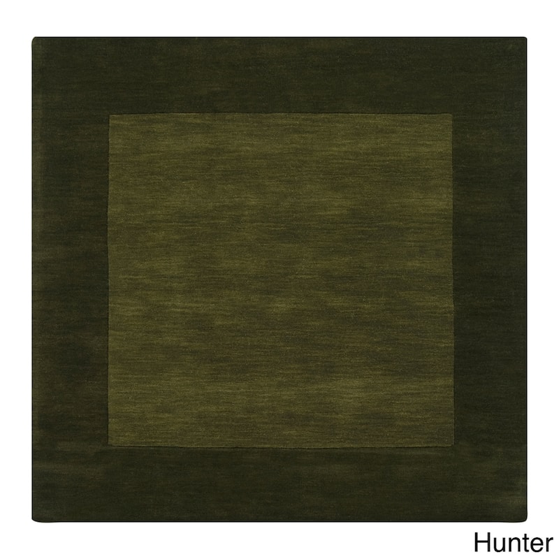 Hand Loomed Odessa Solid Bordered Tone-On-Tone Wool Area Rug