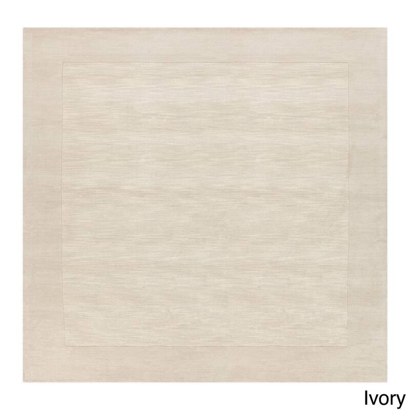 Hand Loomed Odessa Solid Bordered Tone-On-Tone Wool Area Rug