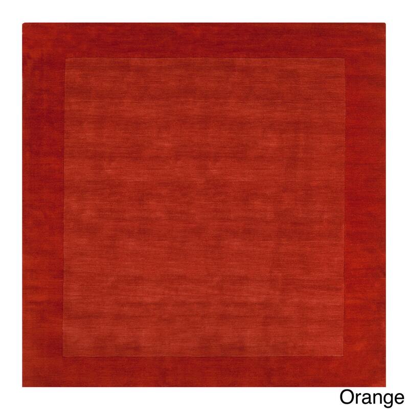 Hand Loomed Odessa Solid Bordered Tone-On-Tone Wool Area Rug