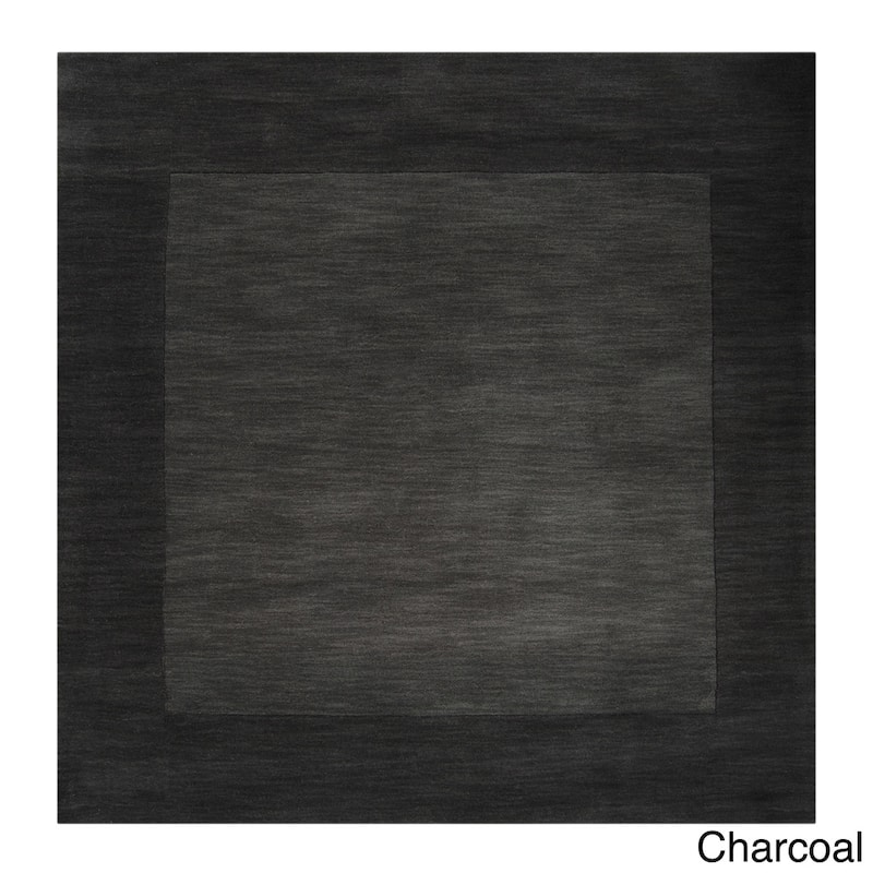 Hand Loomed Odessa Solid Bordered Tone-On-Tone Wool Area Rug
