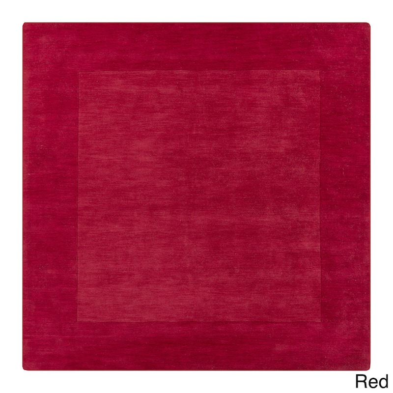 Hand Loomed Odessa Solid Bordered Tone-On-Tone Wool Area Rug
