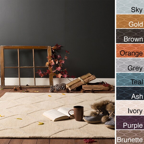 Hand Loomed Arvin Casual Solid Tone-On-Tone Moroccan Trellis Wool Area Rugs