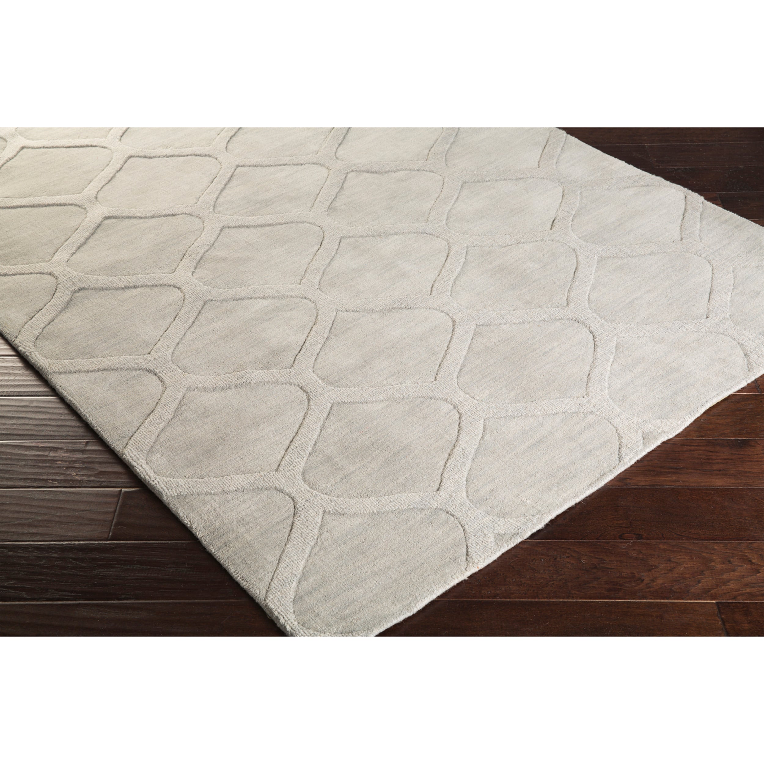 Hand Loomed Chino Casual Solid Tone on tone Moroccan Trellis Wool Area Rugs (33 X 53)