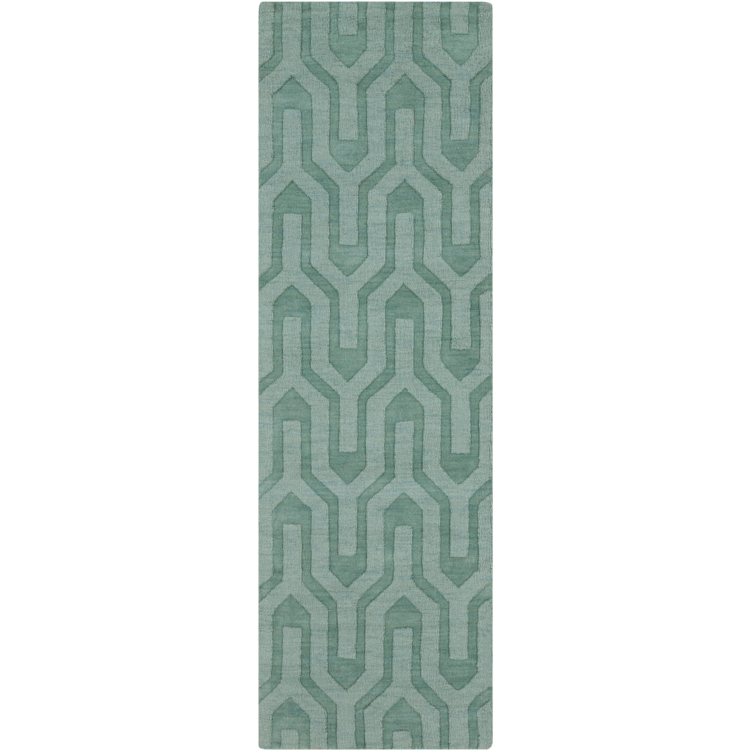 Hand Loomed Lille Solid Tone on tone Geometric Wool Area Rug (26 X 8)