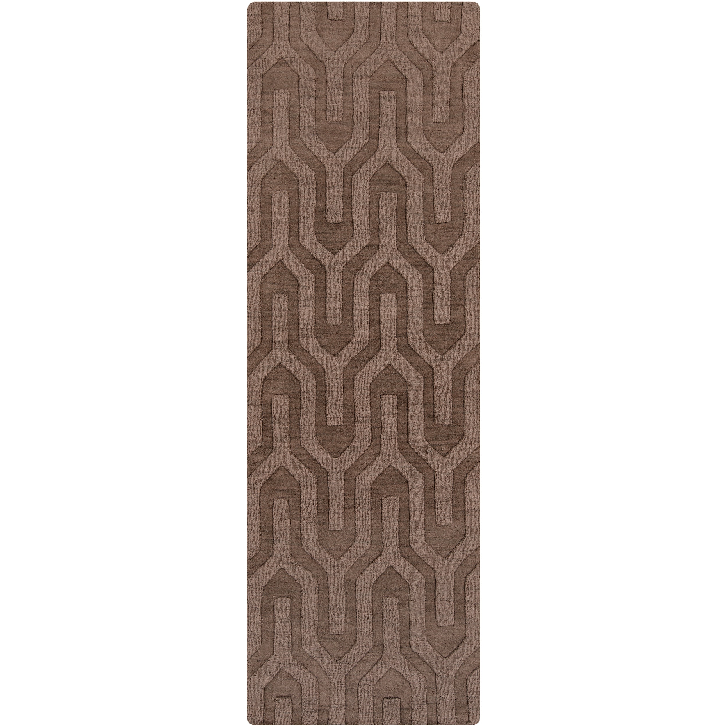 Hand Loomed Lille Solid Tone on tone Geometric Wool Area Rug (26 X 8)