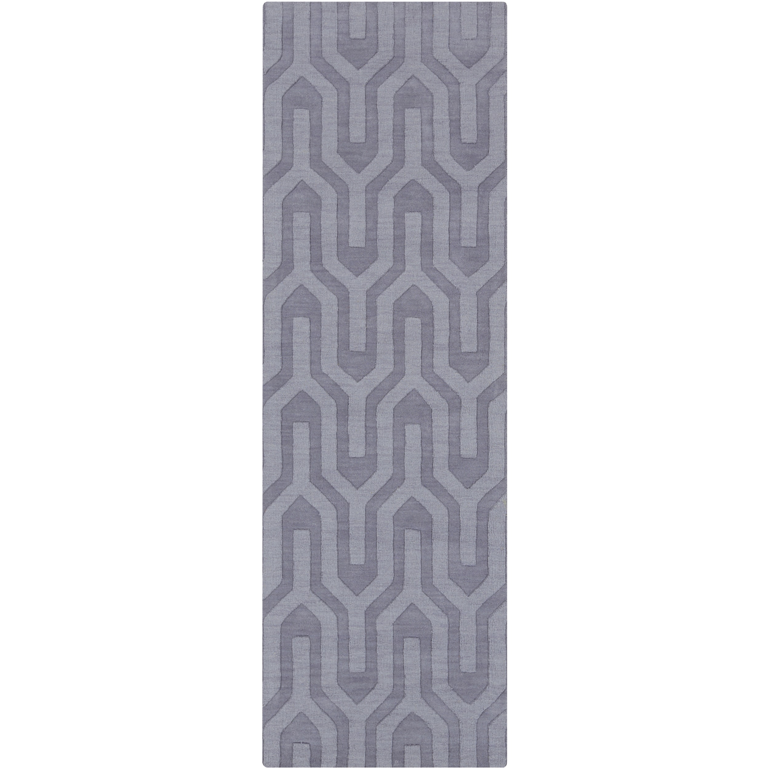 Hand Loomed Lille Solid Tone on tone Geometric Wool Area Rug (26 X 8)