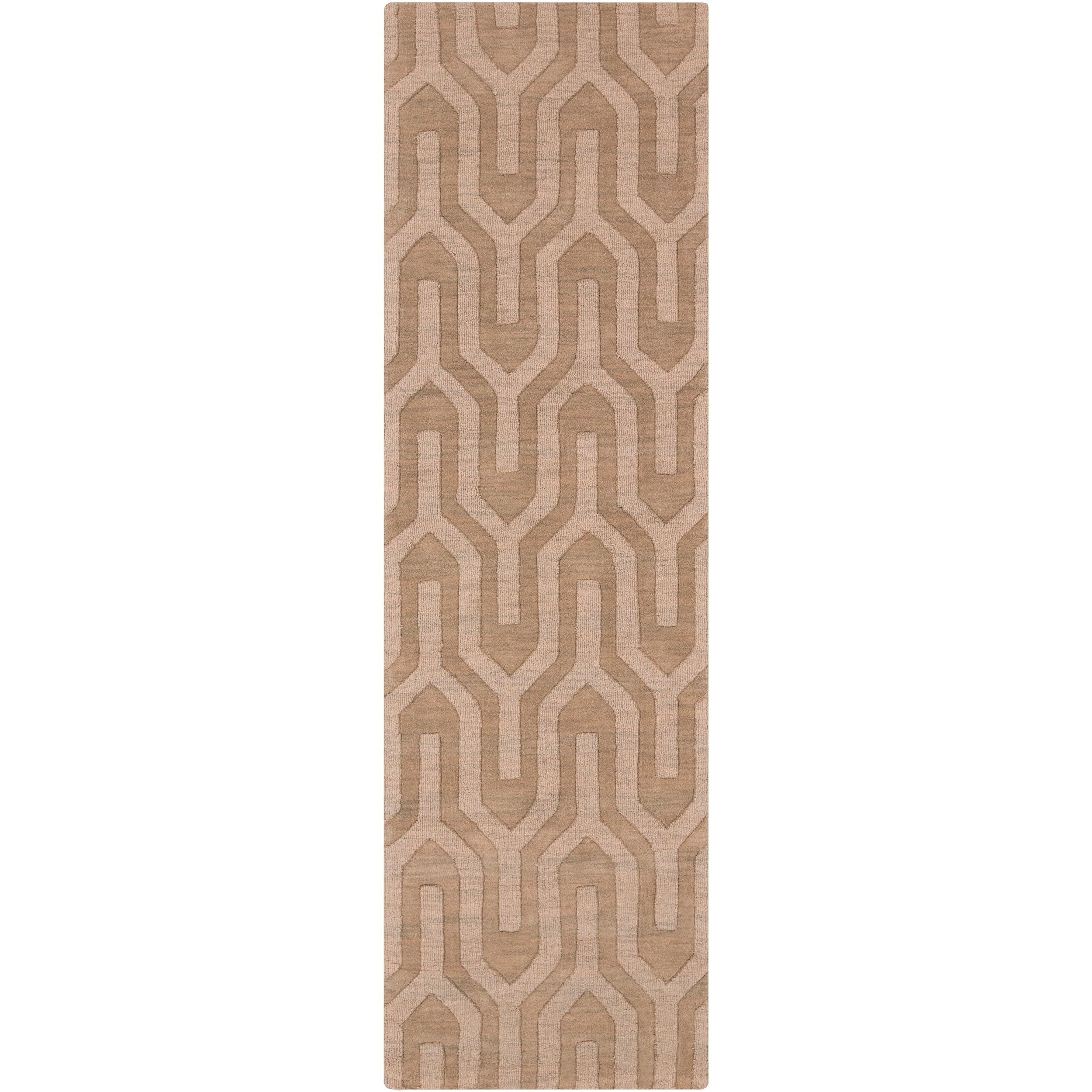 Hand Loomed Lille Solid Tone on tone Geometric Wool Area Rug (26 X 8)