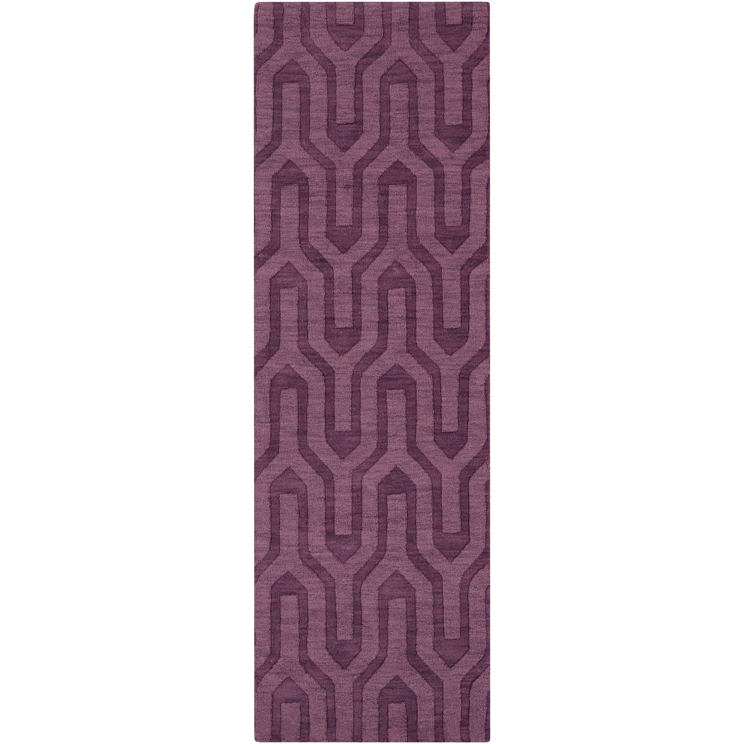 Hand Loomed Lille Solid Tone on tone Geometric Wool Area Rug (26 X 8)