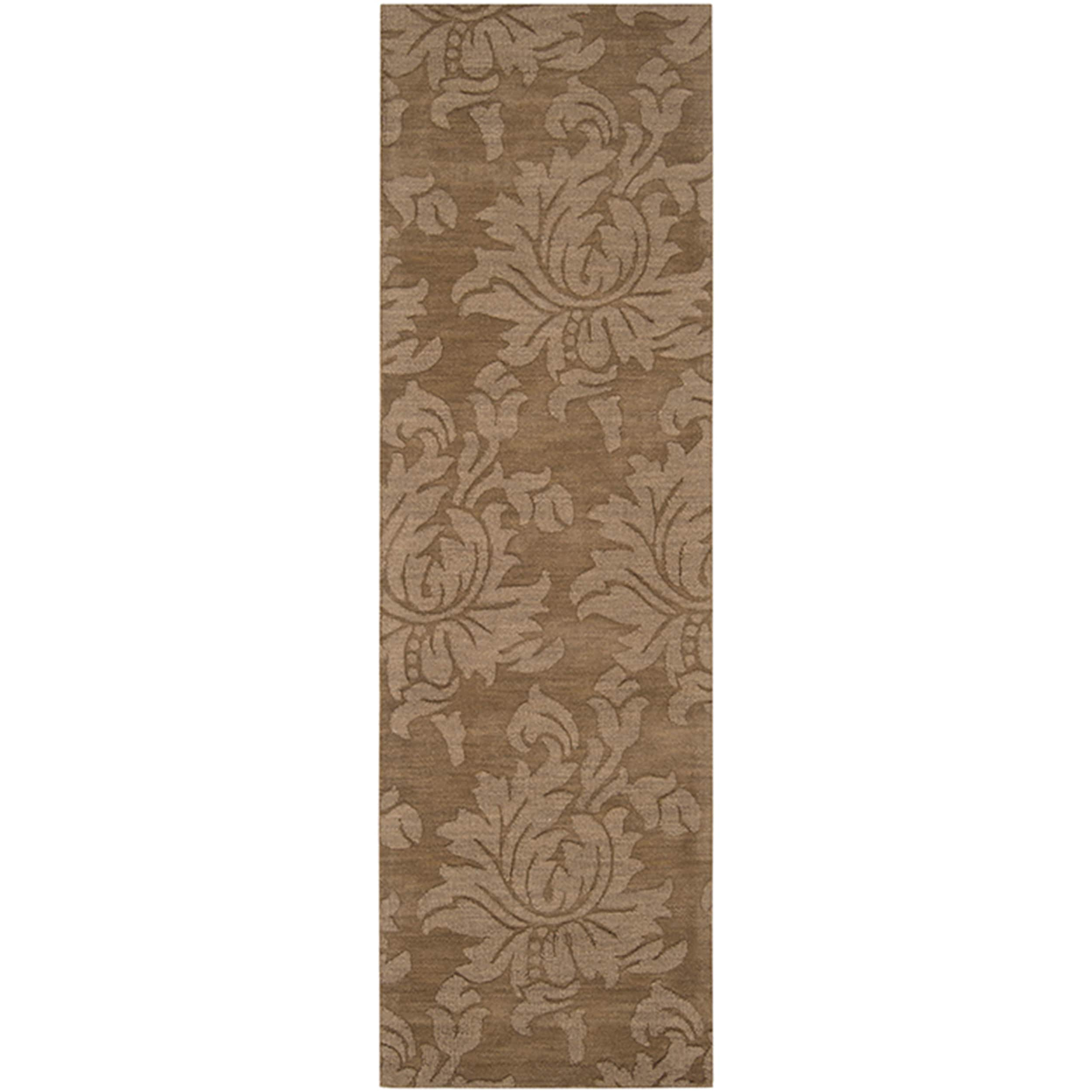 Hand Loomed Fremont Casual Solid Tone on tone Floral Wool Area Rug (26 X 8)