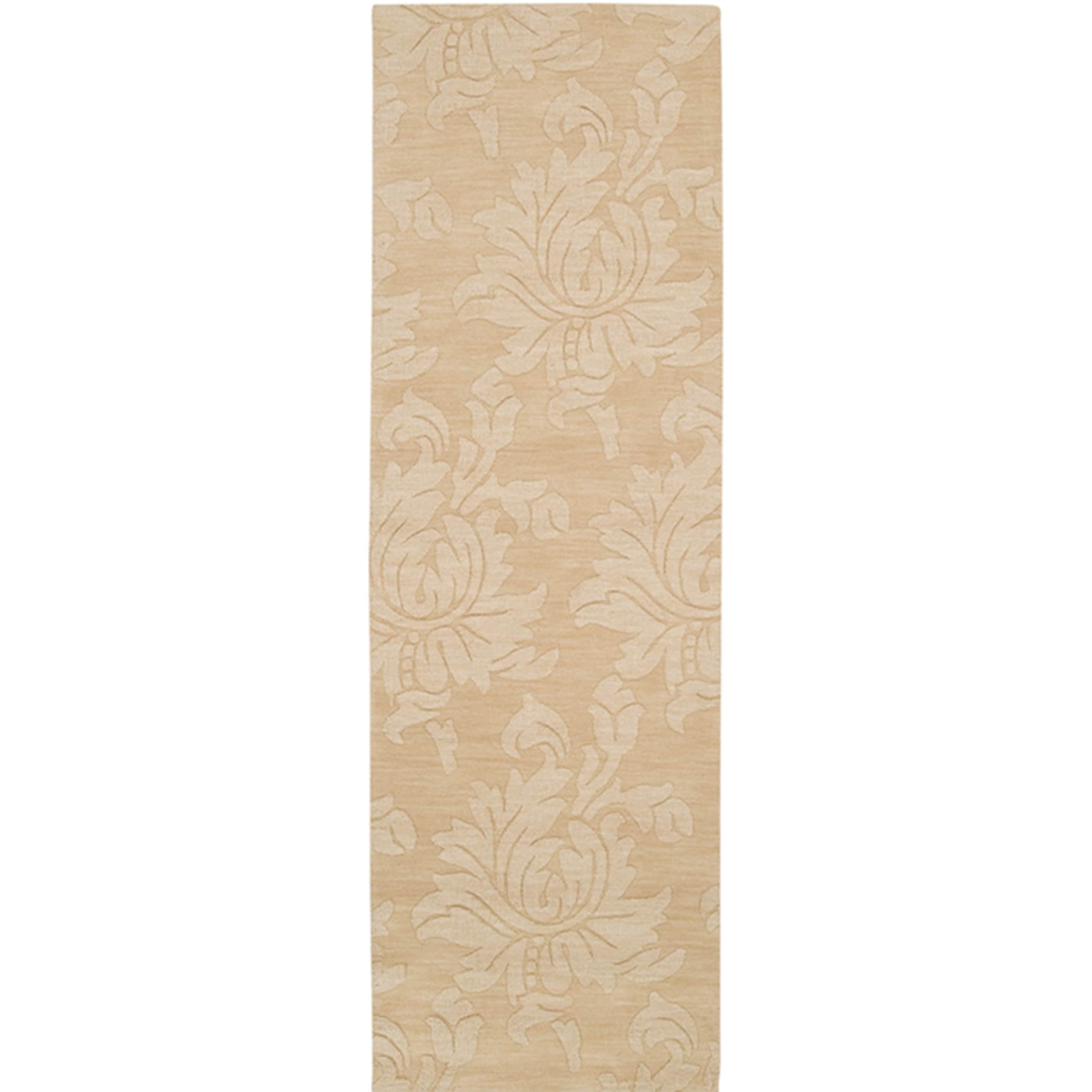 Hand Loomed Fremont Casual Solid Tone on tone Floral Wool Area Rug (26 X 8)