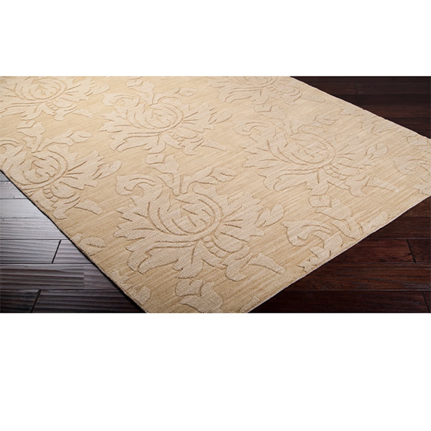 Hand Loomed York Casual Solid Tone on tone Floral Wool Area Rug (33 X 53)