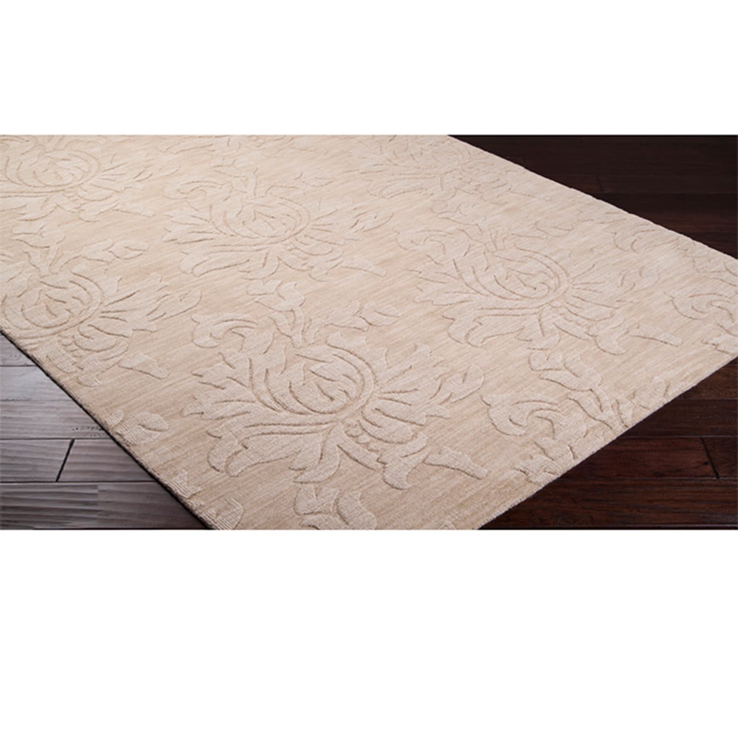 Hand Loomed York Casual Solid Tone on tone Floral Wool Area Rug (33 X 53)