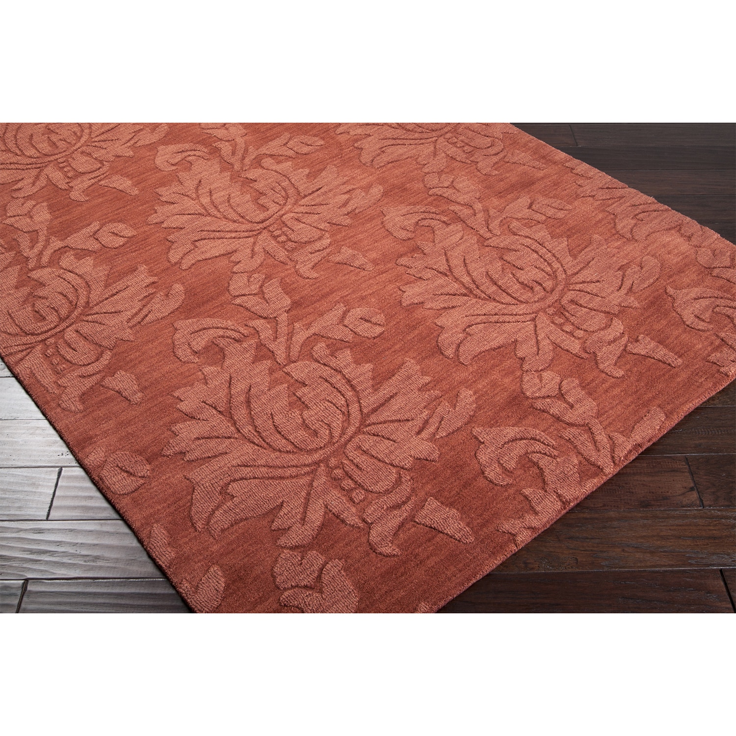 Hand Loomed York Casual Solid Tone on tone Floral Wool Area Rug (33 X 53)