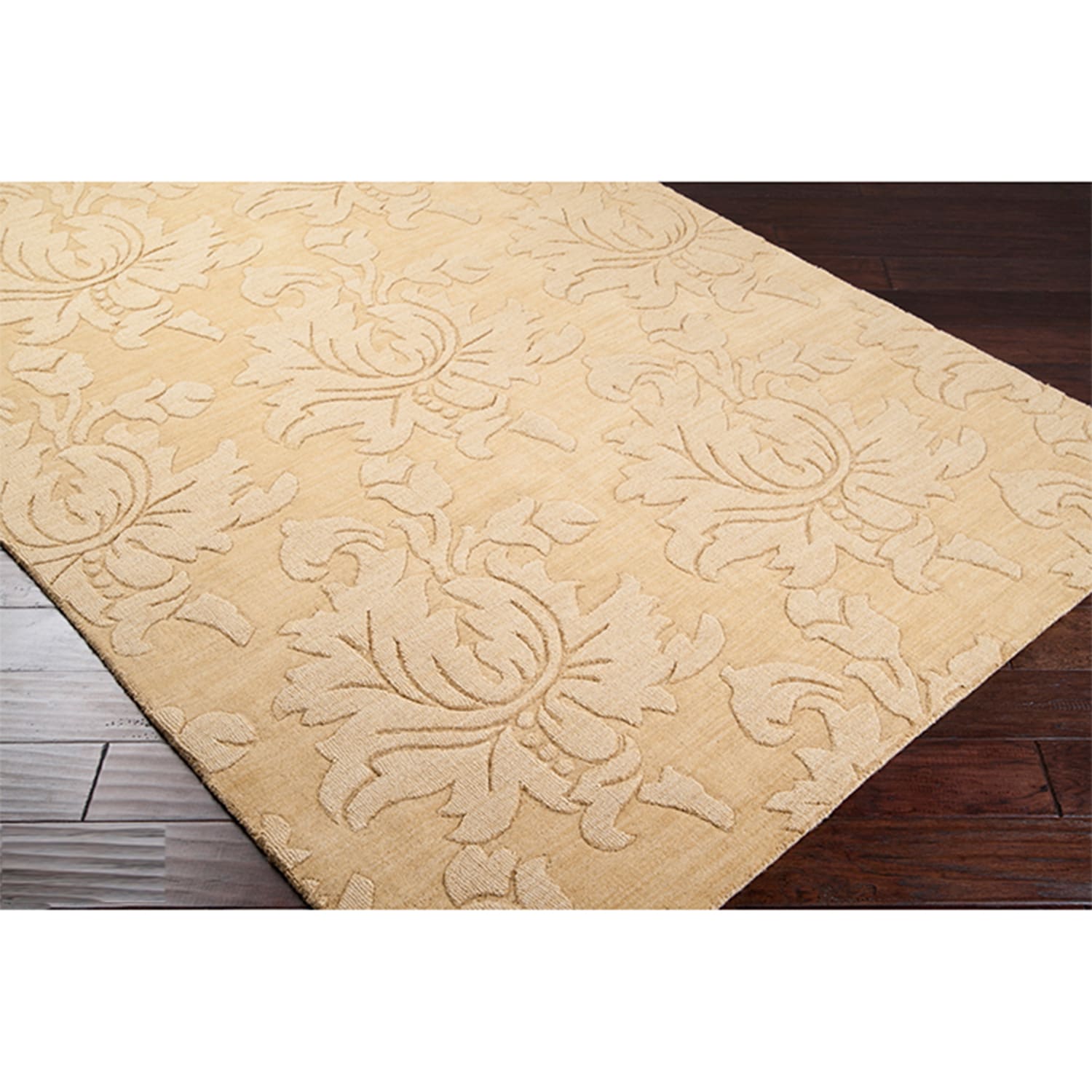 Hand Loomed York Casual Solid Tone on tone Floral Wool Area Rug (33 X 53)