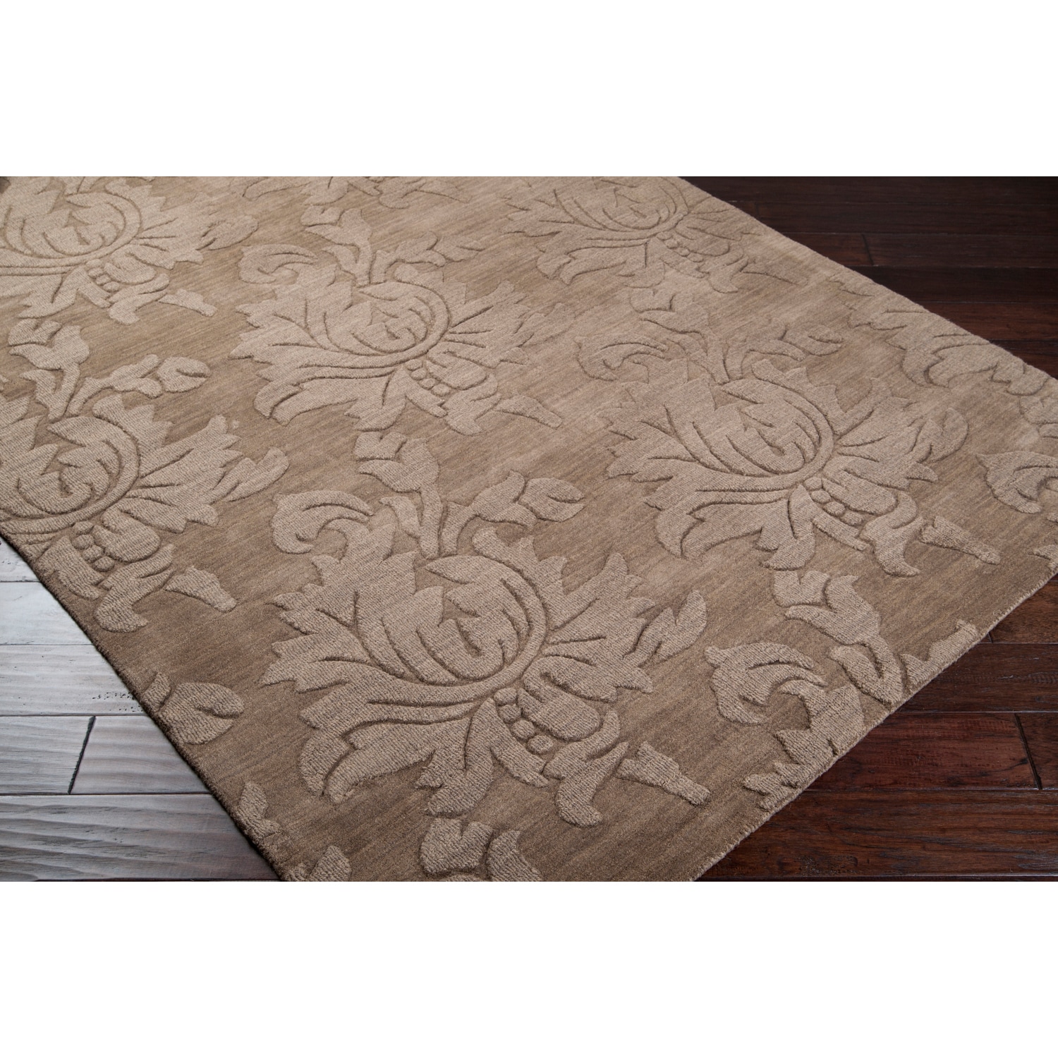 Hand Loomed Waverly Casual Solid Tone on tone Floral Wool Area Rug (5 X 8)