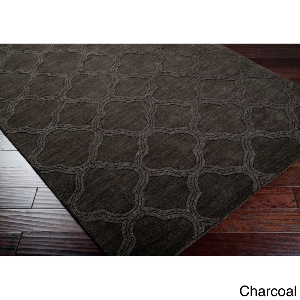 Hand Loomed Belpre Casual Solid Tone on tone Moroccan Trellis Wool Area Rug (26 X 8)