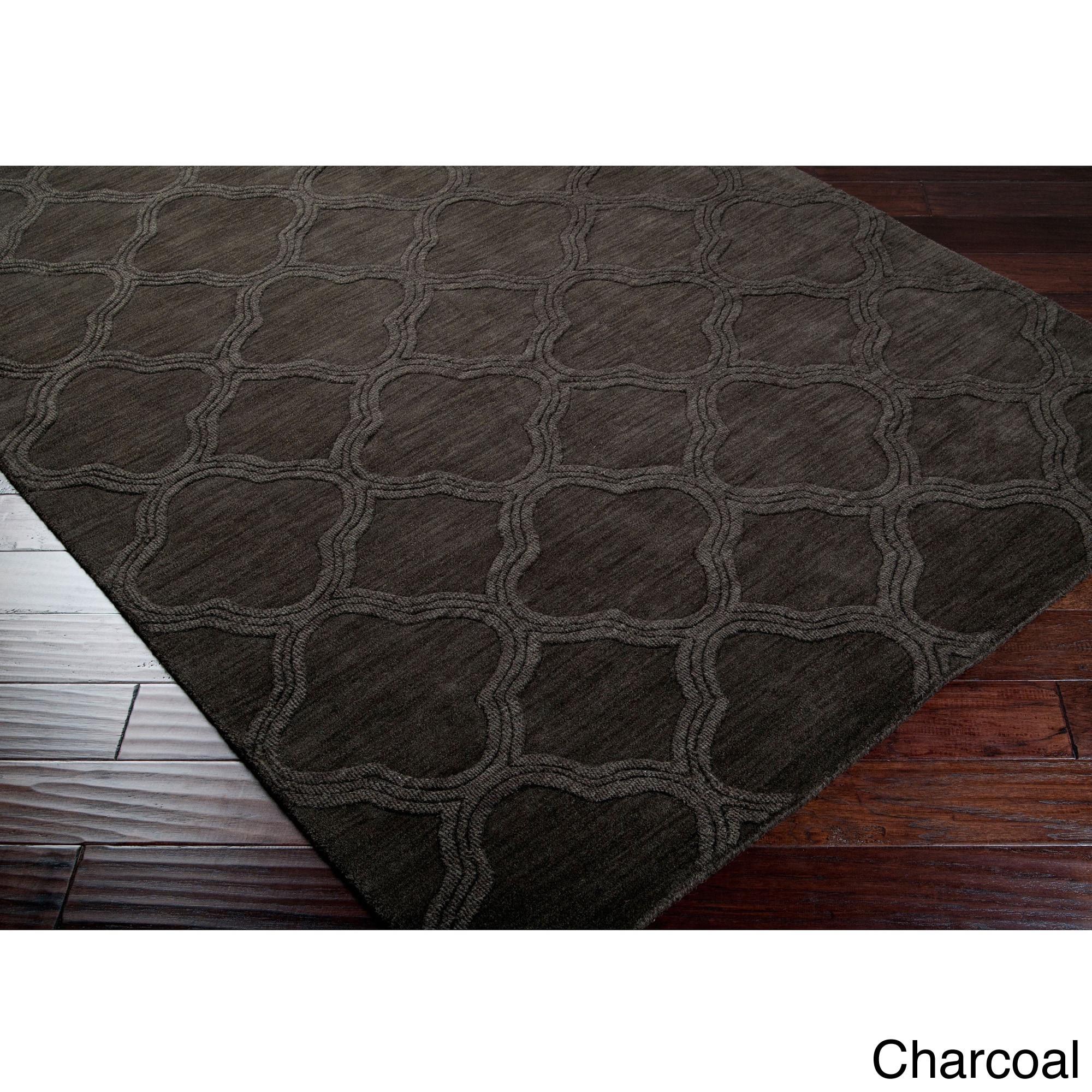 Hand Loomed Bexley Casual Solid Tone on tone Moroccan Trellis Wool Area Rug (33 X 53)